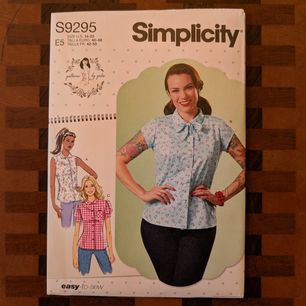 Simplicity 9295 - Uncut - Patterns by Gertie - Sizes 14-22 - Button Front Blouse